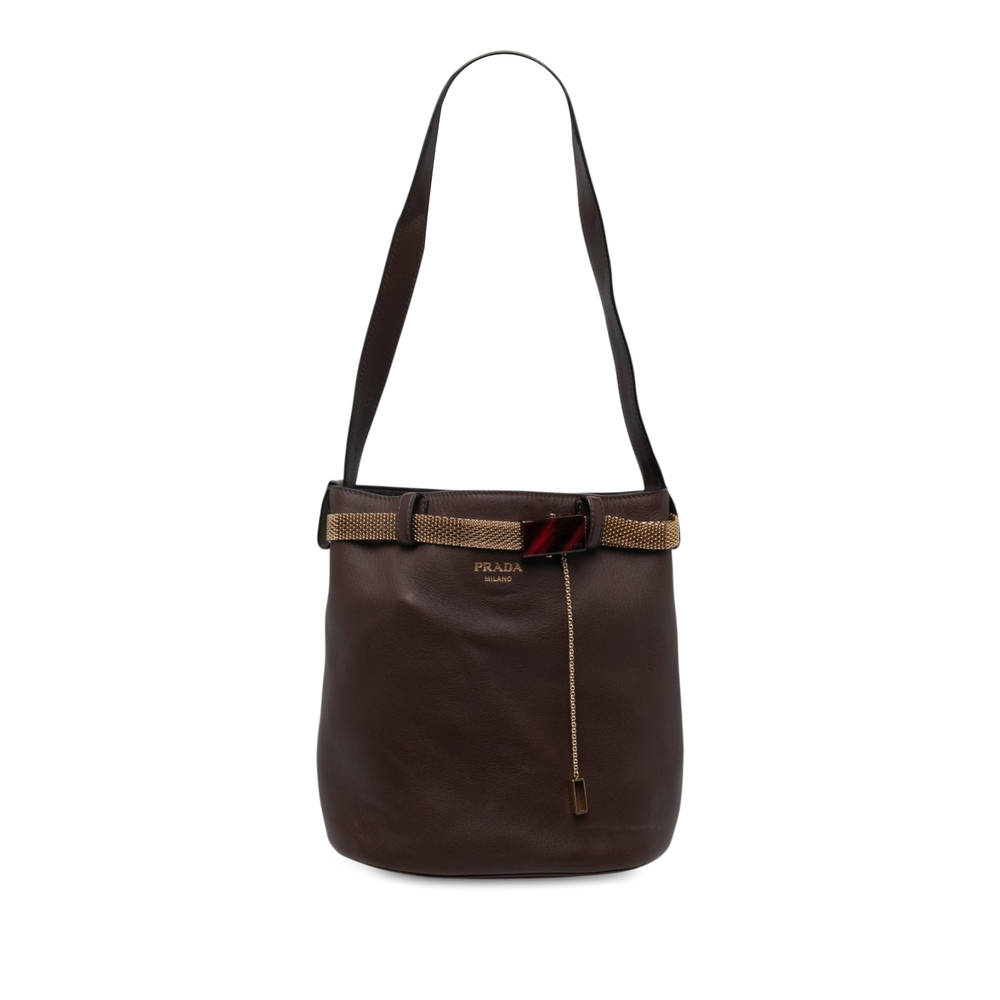 Pre-Loved Prada Calfskin Jeweled Belted Bucket Bag